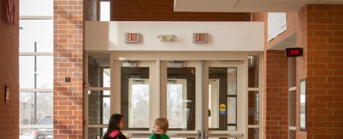 Access control crash bar doors integrated with cameras