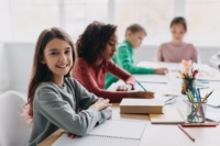 Students studying in a protected school.